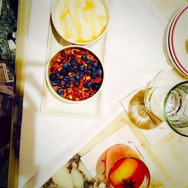 After a blisteringly cold run, a London toddy and yogurt + granola to warm up @akhilg2002. Oyster...