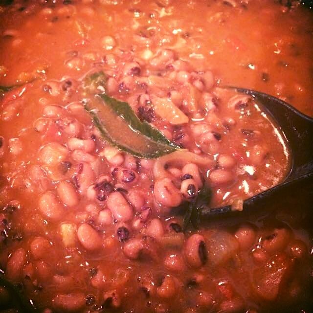Black eyed bean soup! Healthy, nutritious, tasty! -beans,tomatoes,onion, garlic, curry leaves,chi...