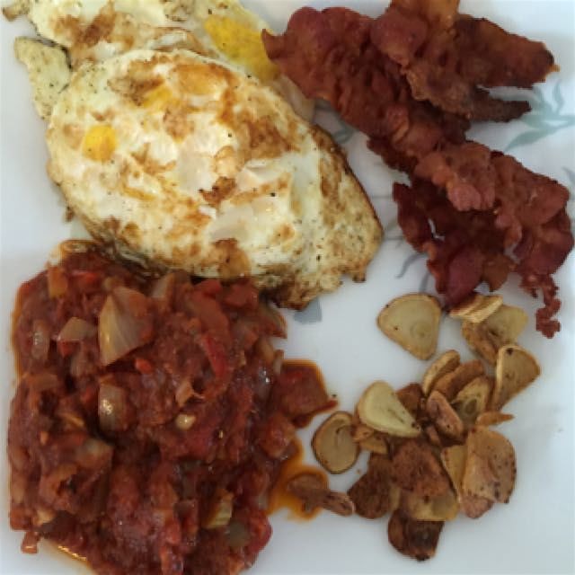 Hearty Breakfast, love. Fresh fried eggs from our chickens, herbal sea salt, fresh bacon, left ov...