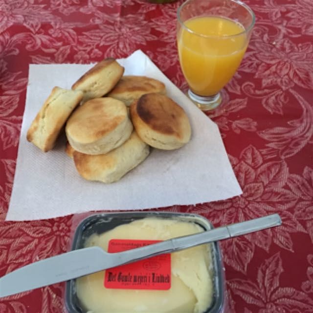 Guilty homemade pleasures, orange juice and biscuits! 