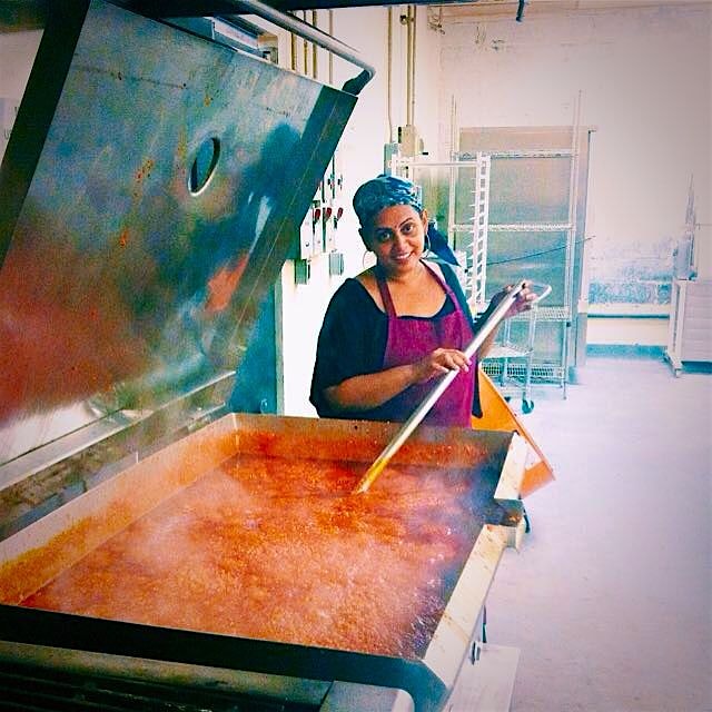 Here I am stirring up a little sambal in this lovely 40-gallon tilt braiser. It's gets hot in thi...