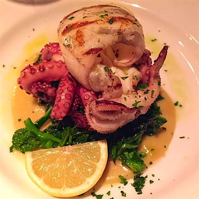 Cuddle fish and octopus simply grilled with olive oil 