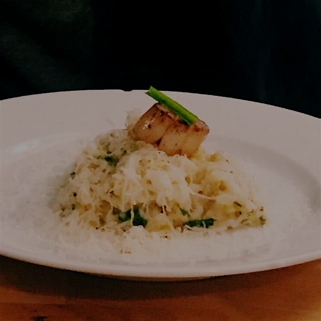 Leek Risotto with Scallops and Parmeson