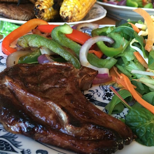New Zealand lamb chops, grilled up at our AirBnB while on vacation!