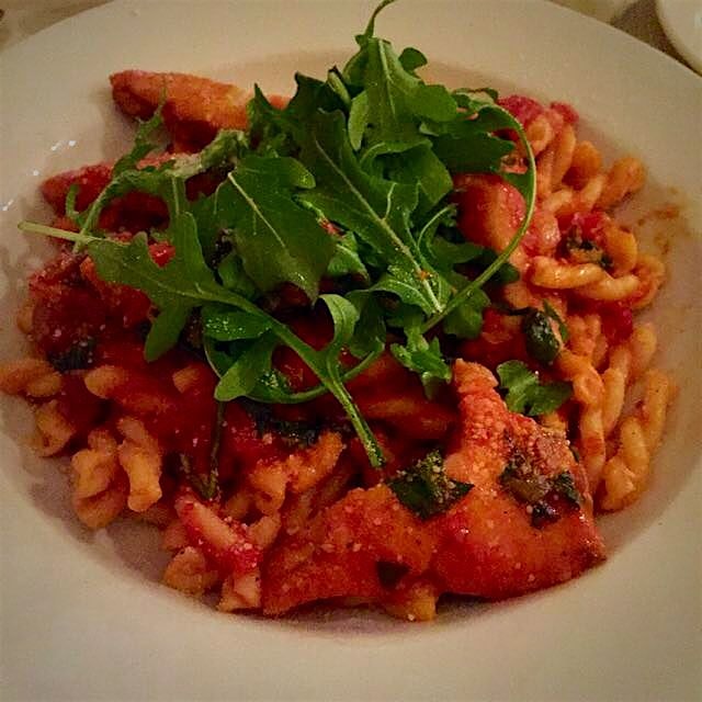 Delicious dish from #Patsys! I love arugula!!!