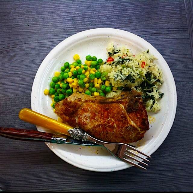 First meal in our new flat! Organic free-range Tamworth of course! 