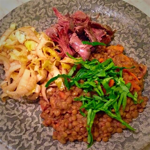 Lentils for good luck in the new year (plus endive and duck confit on the side!)