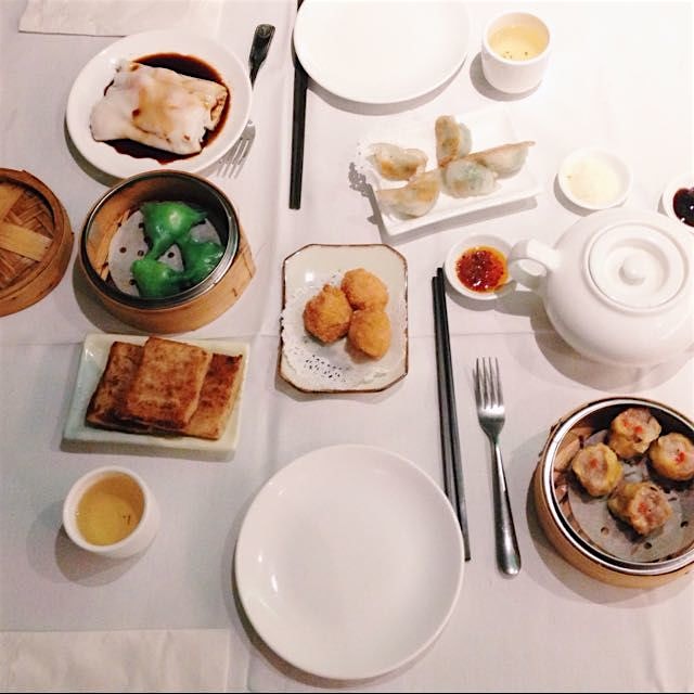 Dim Sum Brunch Spread with Green Tea