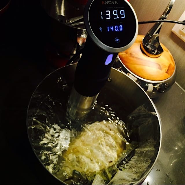 Sous vide Sunday's with the Gulati's! First time using the our new immersion circulator for garli...