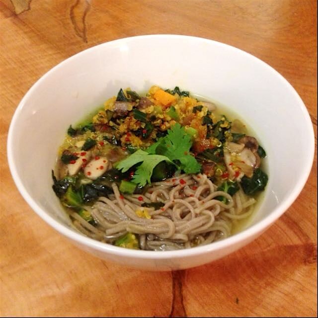 Veggie miso soba night! Keeping me warm. :)