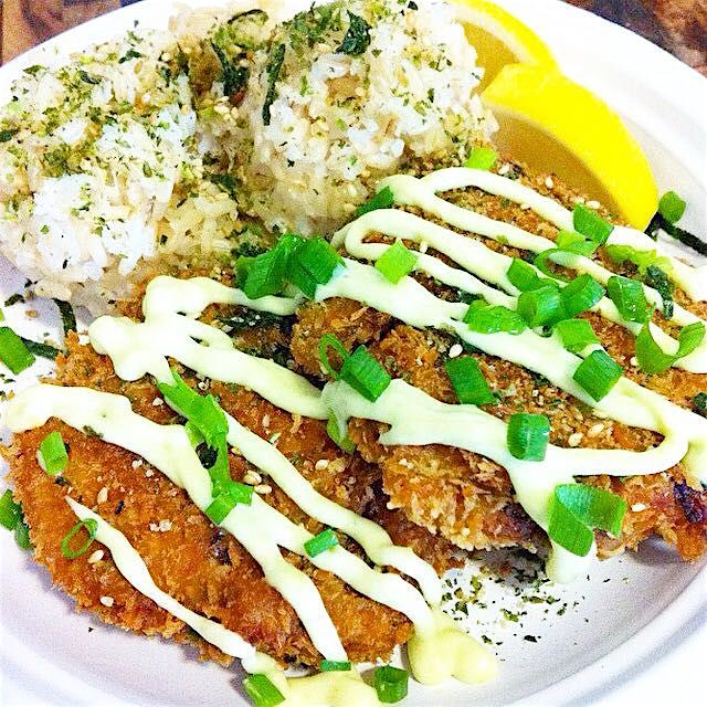 Salmon patties w/ wasabi aioli. 
