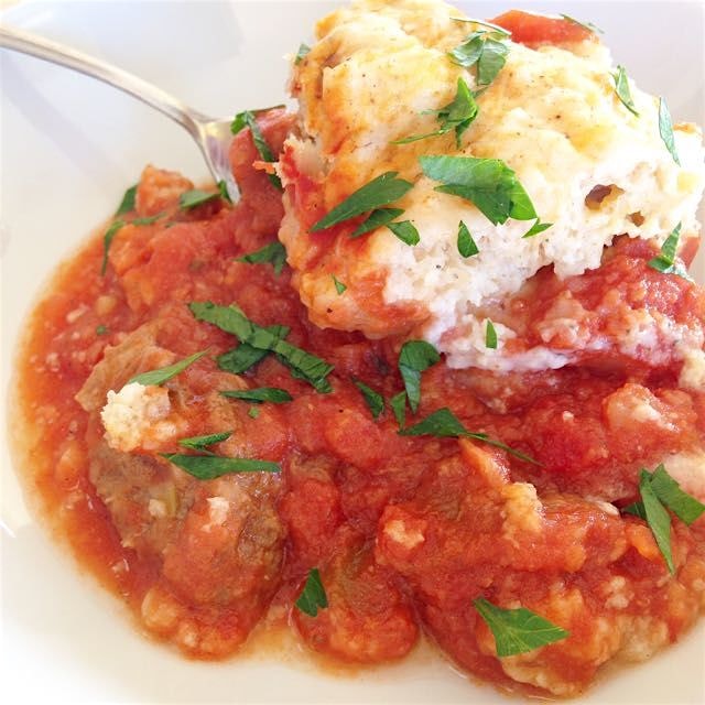 Red Wine & Thyme Beef Stew w/ Cheddar & Thyme Dumplings. Comfort food. Yum! Find the recipe in th...