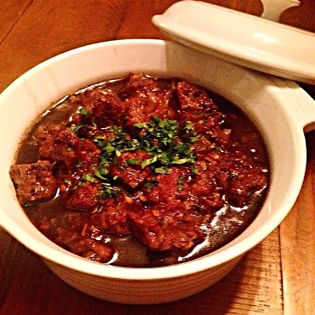 Carbonnade, Belgian beef stew, from Saveur, the New Classics cookbook. Abbey ale, brown sugar and...