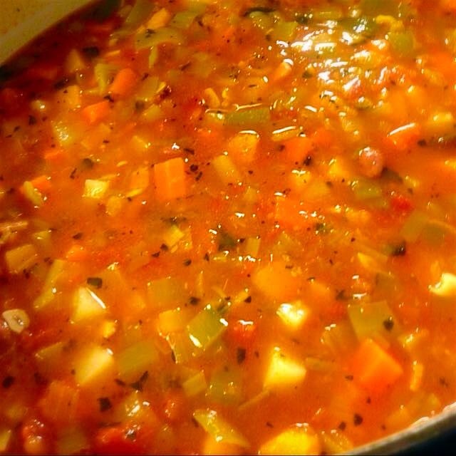 Soup of many vegetables. 