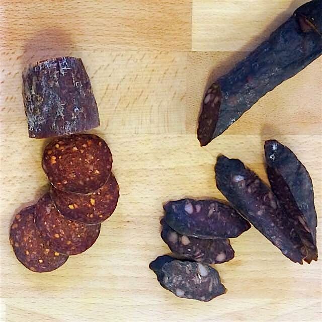 British meat tasting. Pepperone from Islington & Chocolate, Red Wine, Blood from Monmouthshire.#c...