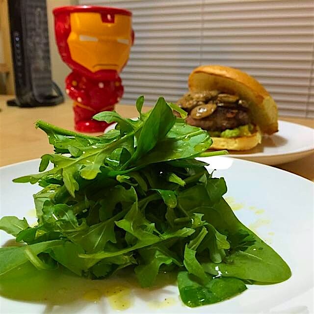 #Simple #salad and #Burger. Night in. #dinner #foodstand #atx #austin #texas #atxfoodtime #funemp...