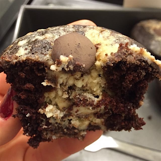 Black bottom cupcakes! Chocolate cupcakes stuffed with cheesecake!