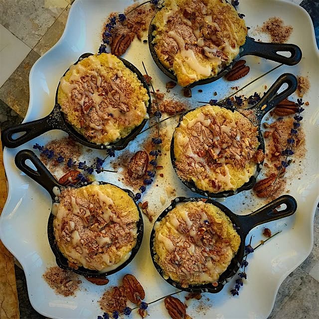 I made homemade gluten-free Greek Yogurt Skillet Coffeecakes for breakfast today! Recipe on www.C...