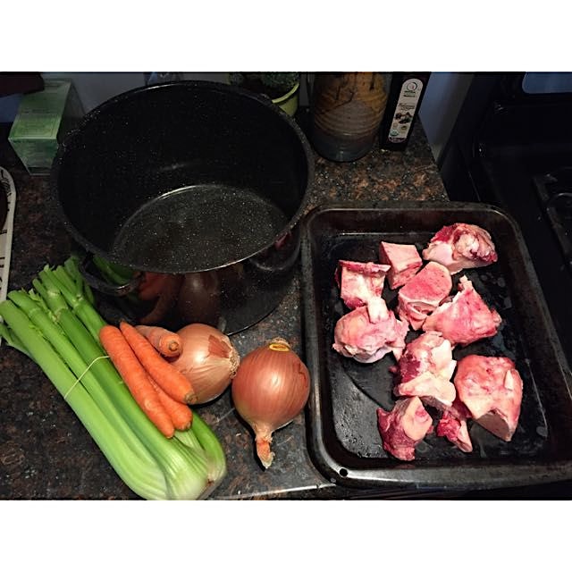 Going to be reaping the health benefits of bone marrow broth for the next week. 