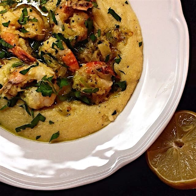 Shrimp and Grits. Amp up the grits with cream and lots of Gruyere and parm. Wine, garlic and shal...