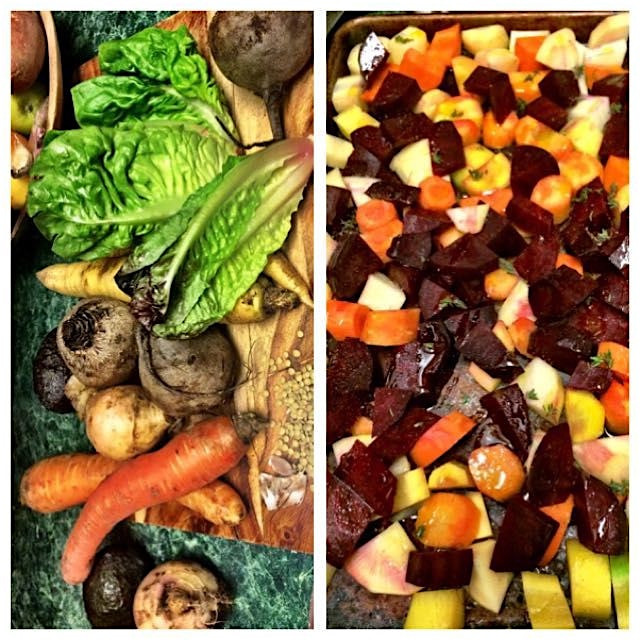 Farmers market veggies getting ready to roast