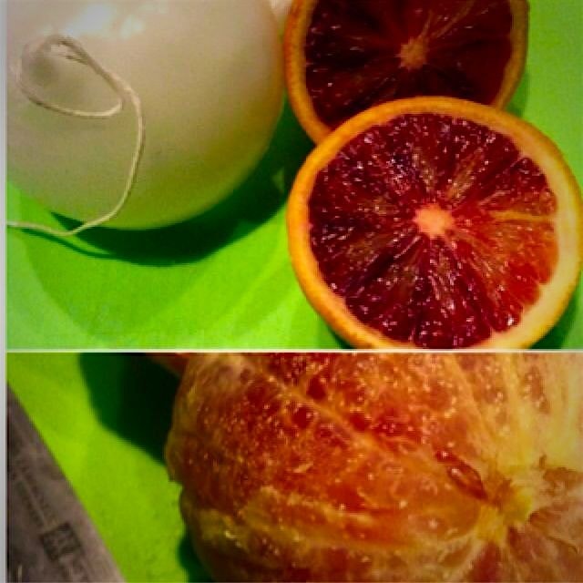 Blood oranges dipped in wax 8 times and allowed to ferment