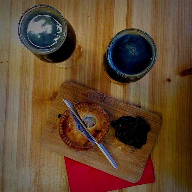 Afternoon at our neighbourhood Brewer's with Oatmeal Stout and locally made Pork Pie. #nomnomnom
