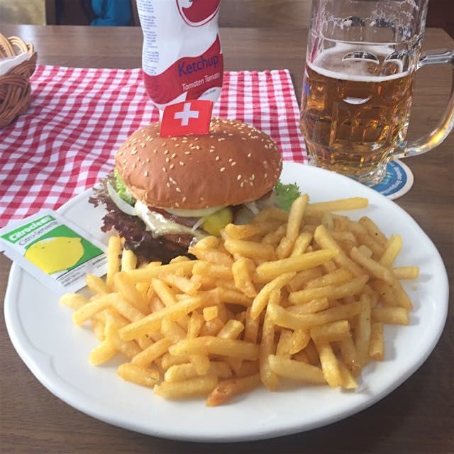 Having a käse burger at 1,600m 