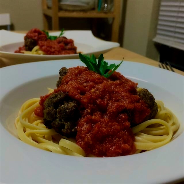 #italian for dinner. Lots of #fresh ingredients. #homemade. #linguine #tomato sauce #meatballs #a...