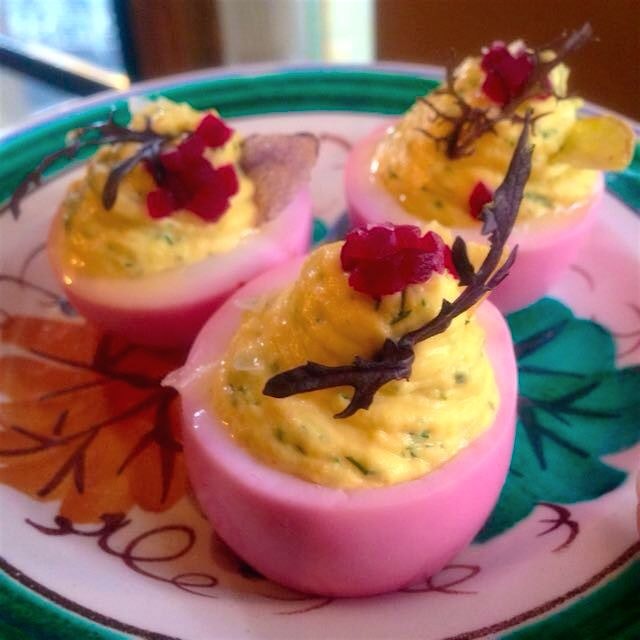 prettiest deviled eggs I've ever seen #laterstand #yum 