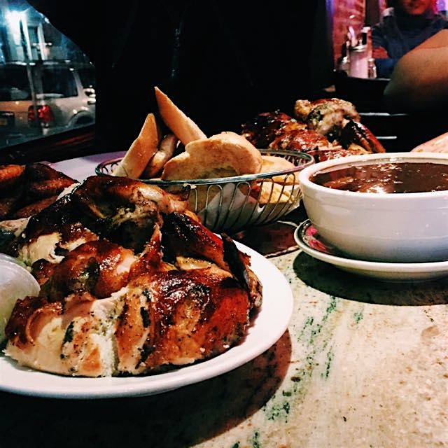 This is quickly becoming our Sunday night tradition: Rotisserie chicken, rice, beans, and plantains