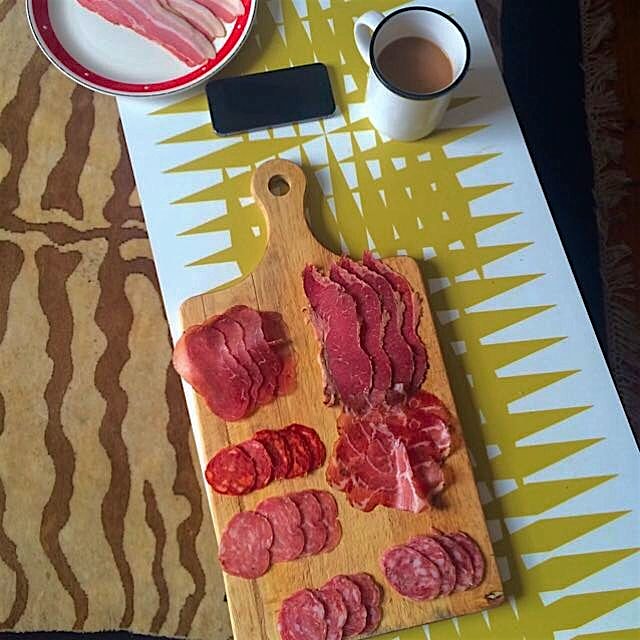 Charc tasting with all- British Cured Meats! (Plus a cup of tea. Typical)