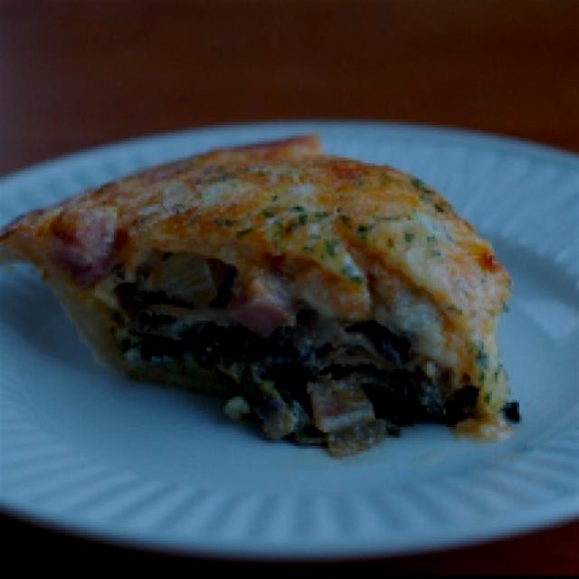 Here is the latest recipe on my food blog, Ham and Bacon Quiche.  
http://www.whatscookingwithjim...