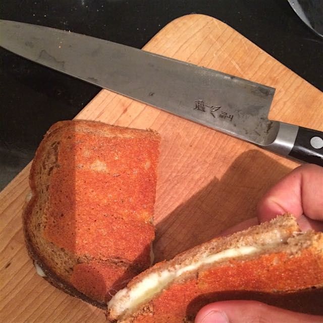 Grilled cheese: gooey cheese on the inside, crispy cheese on the outside. Nuclear fermented tepin...