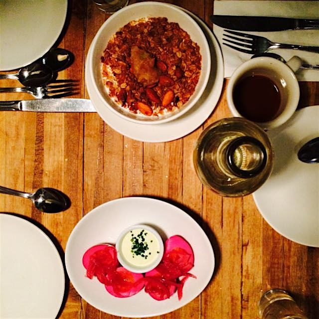 Pickled eggs and granola to kick off a family brunch. The nook table at northern spy is the best. 