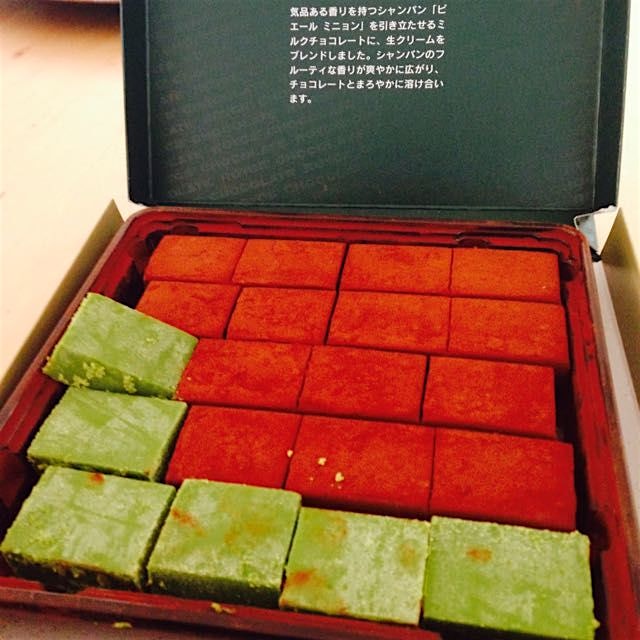 Maccha and champagne chocolates from Royce
