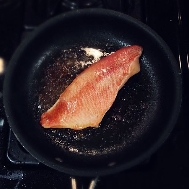 Red Sapper marinated in Korean BBQ mixture, pan-fried. 