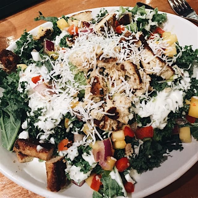 Kale tempeh salad with shredded coconut