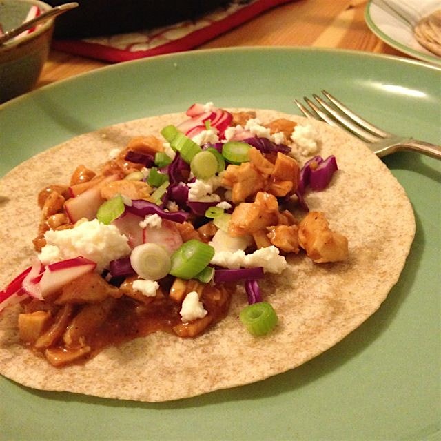 Barbecue chicken taco night!