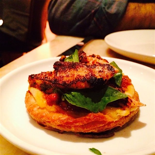 Delish octopus cooked down with za'atar on a puff pastry. Bringing me
Back to turkey! 