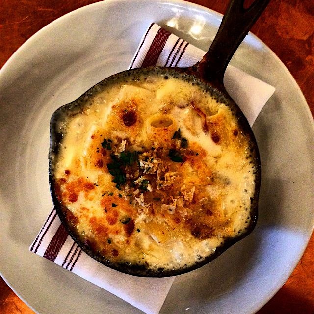 Perfect comfort food on a snowy Boston day. Mac 'n cheese with bacon and eggs mixed in. Food swoon. 