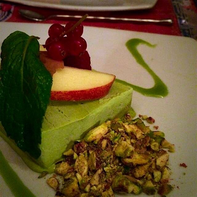 Green tea and pistachio parfait (not pictured; Tom Yum Crème Brûlée)