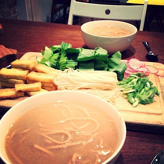 Udon noodle soup. The perfect combination of hearty and fresh for a mid-winter meal.