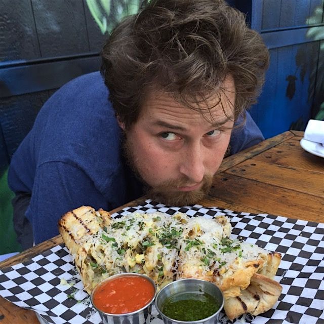 @Chernithings eyeing our "garbage pizza".  