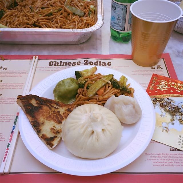 Chinese New Year office party. All of this followed by Krispy Kreme donuts, naturally.