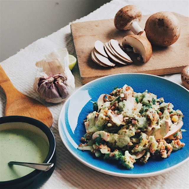 Quinoa and chestnut mushrooms 