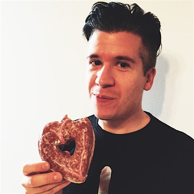 A man and his heart shaped donut #foodpeeps 💞💞