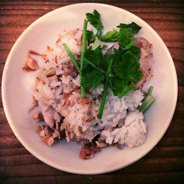 Beautifully simple steamed chicken with coriander and a vinegar and fish sauce here at Irodori in...