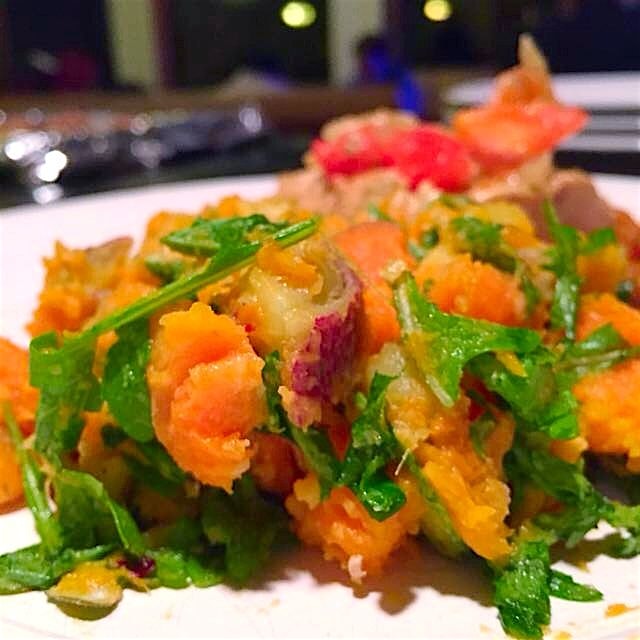 Love Japanese yams. First time adding them to an arugula salad w/a little goat cheese & pink lemo...