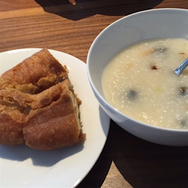 Comfort food - pork and preserved duck egg congee